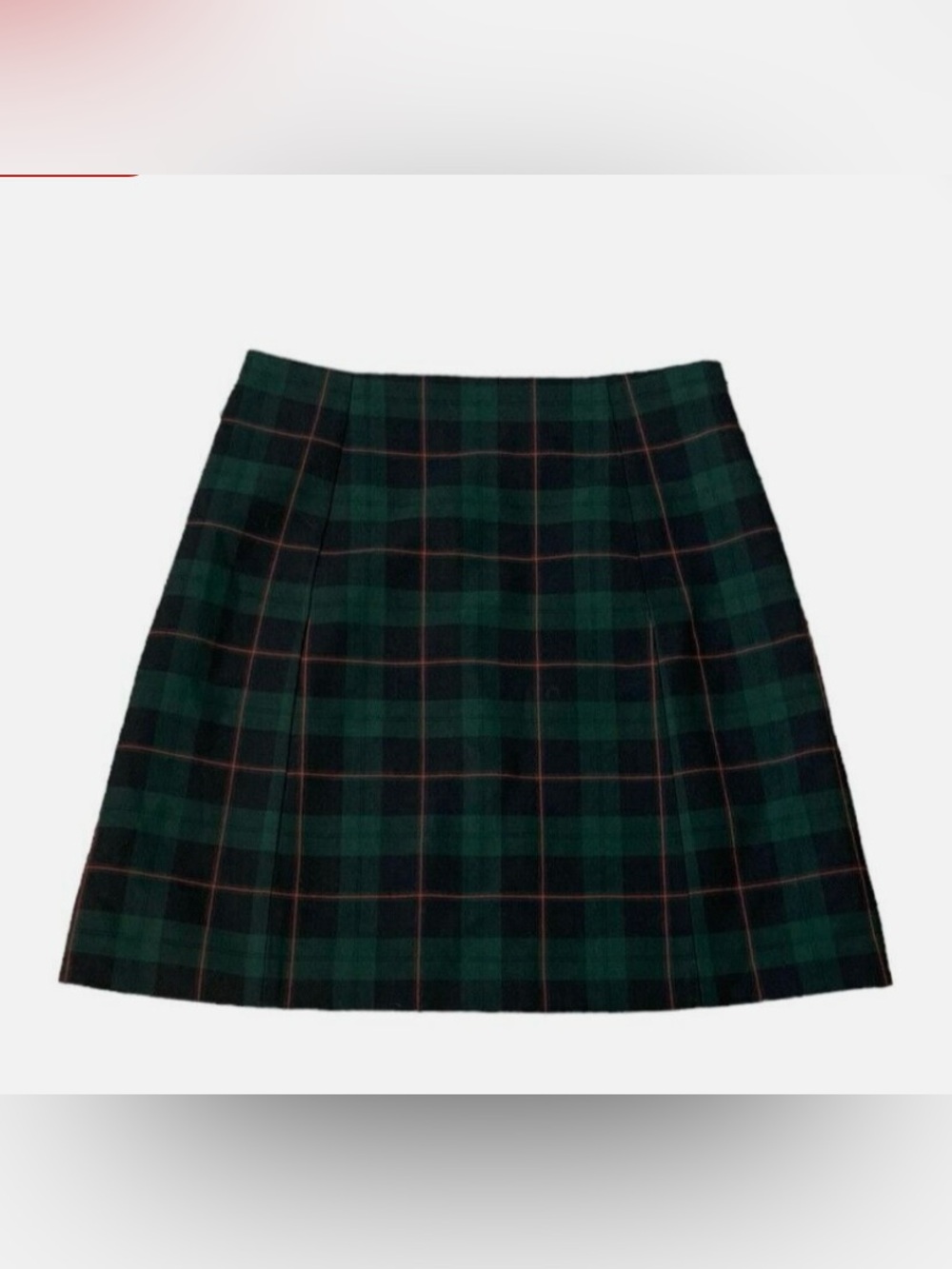 Babaton Green Plaid Mini Skirt with Red Accents